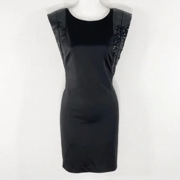 Cache black scuba sequin shoulder bodycon dress W7 - Picture 5 of 10